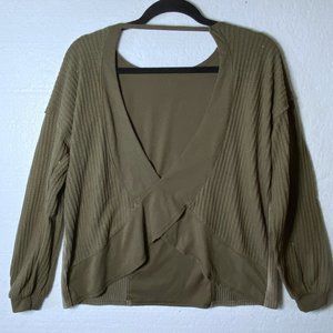Gimmicks By BKE Womens Size XS Open Surplice Cross Back Ribbed Sweater Boho
